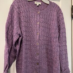 Norm Thompson Wool Cable Knit Cardigan